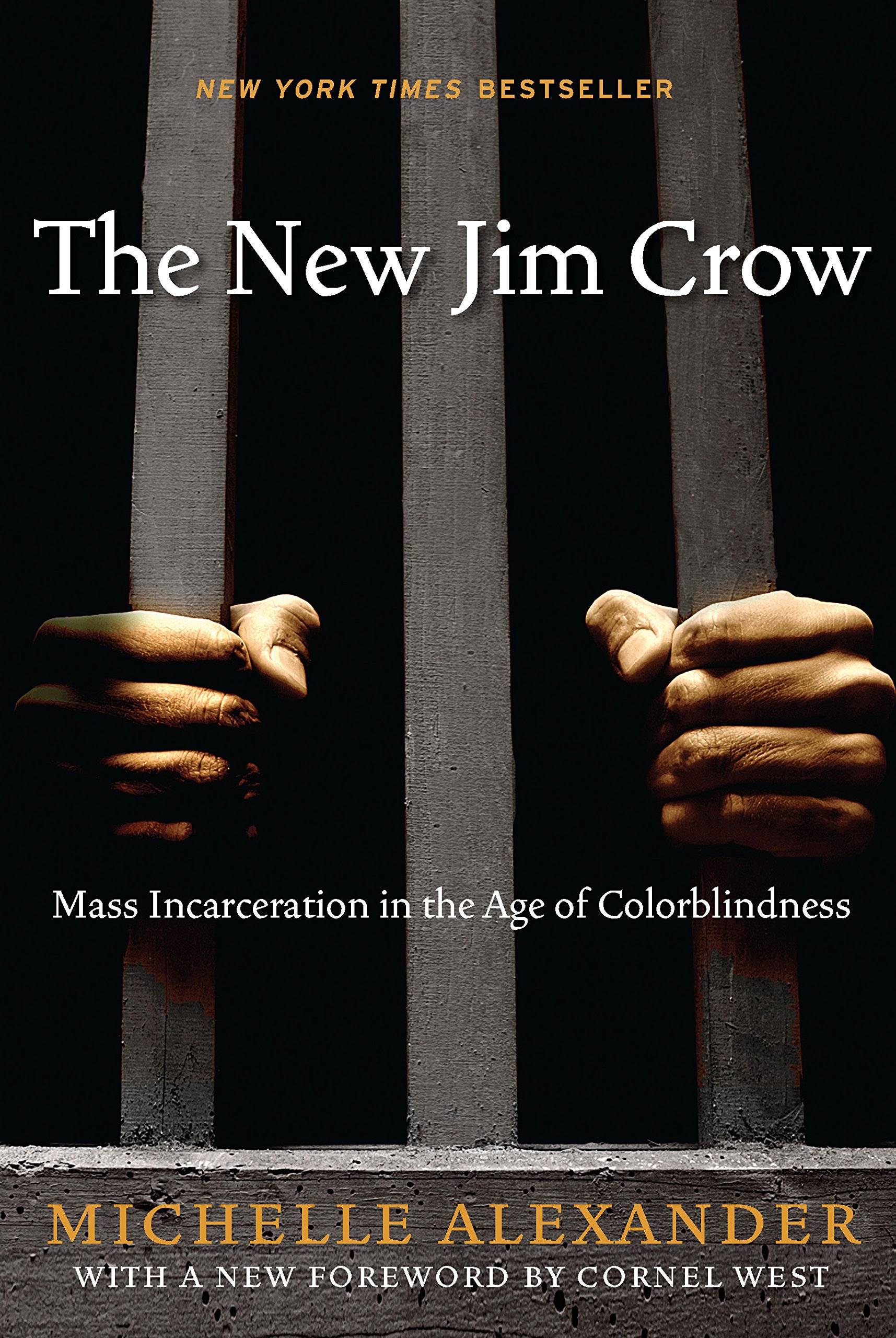 Black book cover with image of two hands holding onto prison bars, trapped behind them